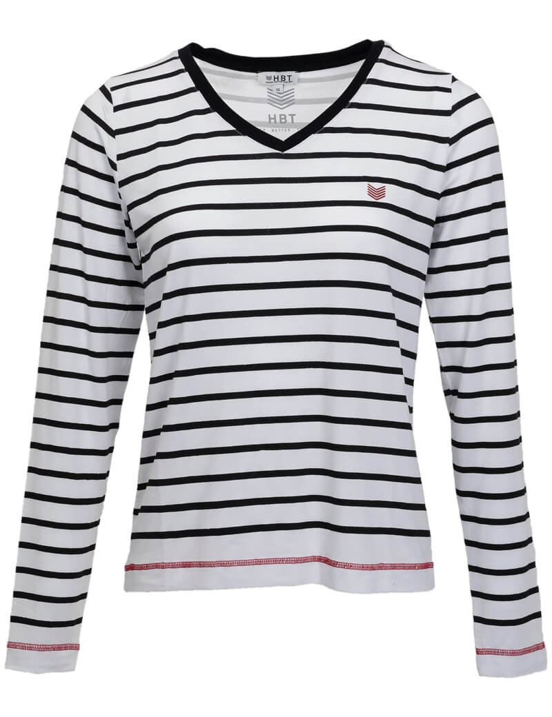HBT BASICS - JUSTINE T-SHIRT MANCHES LONGUES MODAL CHEVRONS RAYÉ