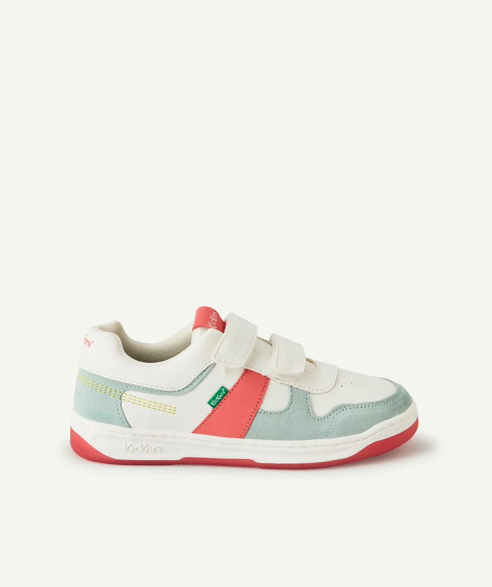 KICKERSBASKETS FILLE KALIDO BLANC ROSE BLEU AVEC SCRATCH
