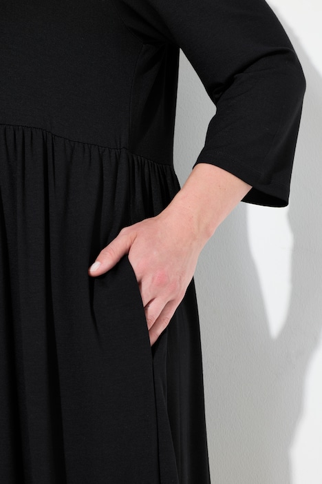 Jerseykleid, A-Linie, Farbe, Carree-Ausschnitt