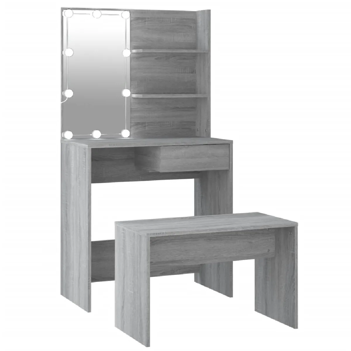 vidaXL Ensemble Coiffeuse LED - Sonoma Gris