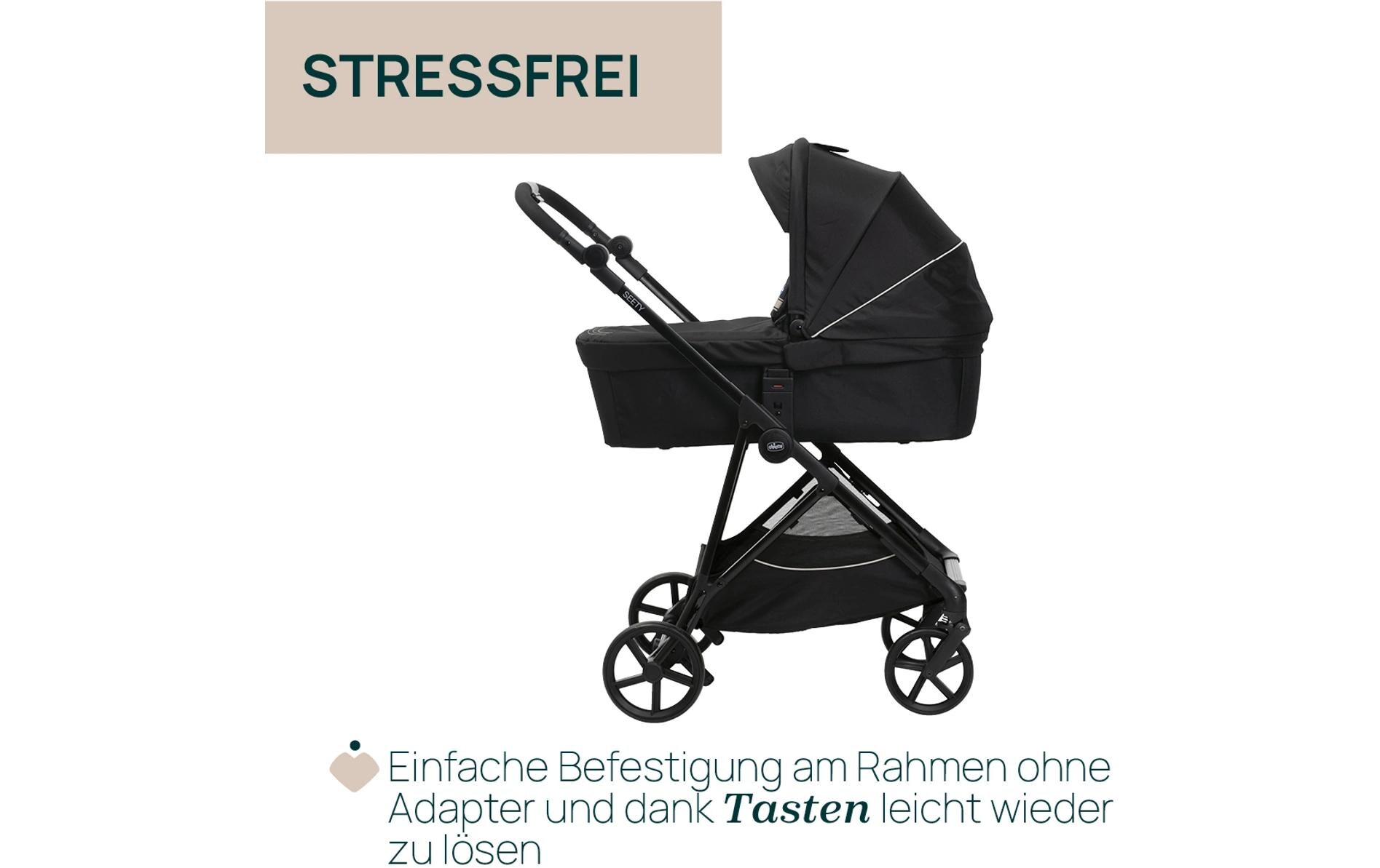 Kinderwagenset Trio Seety Etna black<br>Leichtes und flexibles 3-in-1 Kinderwagenset für Stadtleben und Mobilität
