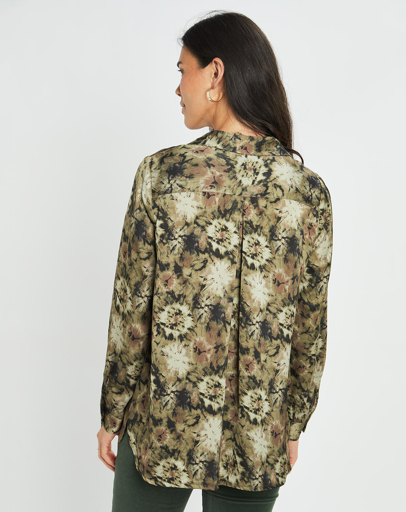 Lauren Vidal Chemise satinée Ciara imprimée verte