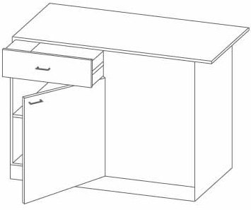 Eck-Anrichte WIEN - weiß Hochglanz-Eiche Vintage - 110 cm