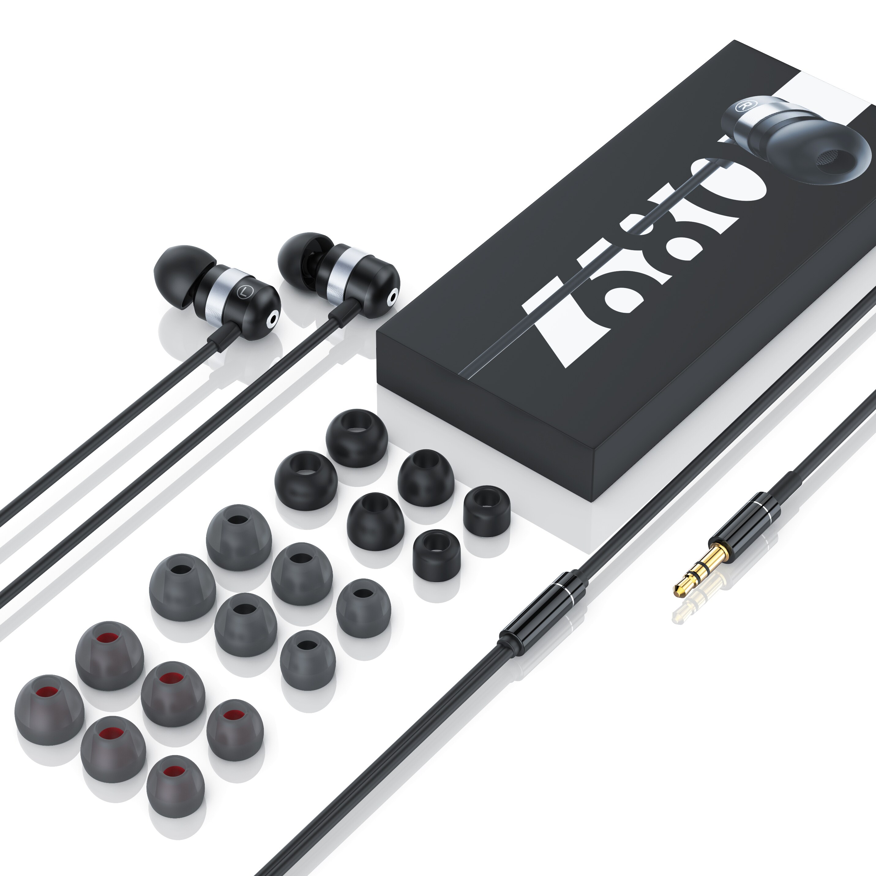 CSL In-Ear-Kopfhörer, Curved Ohrhörer mit 10mm Treiber robustes Aramid-Kabel mit Knickschutz