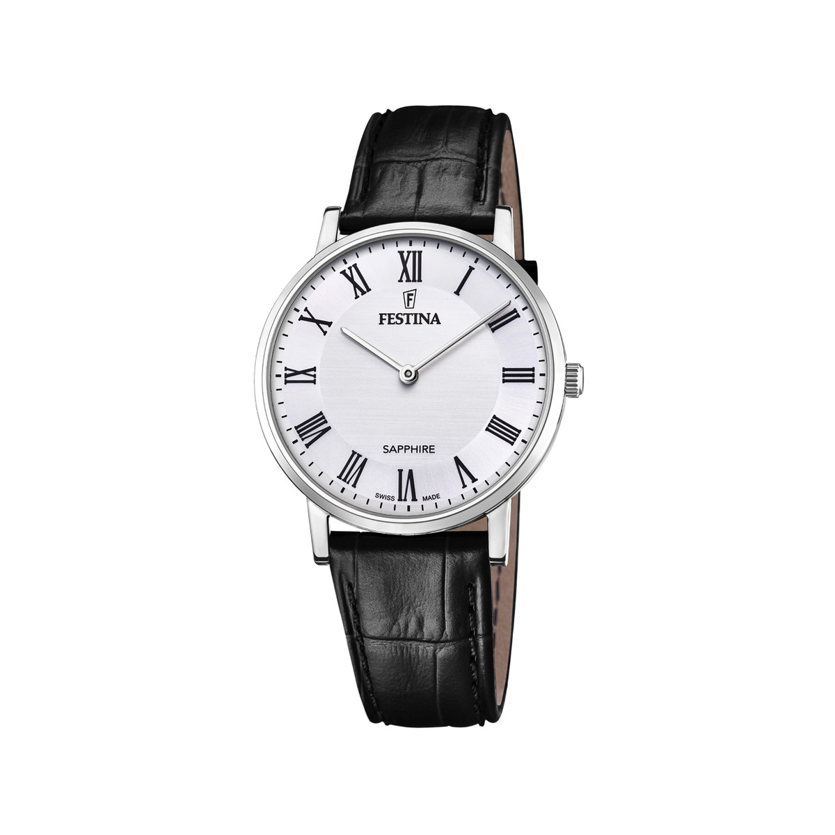 Montre Festina homme acier cuir noir