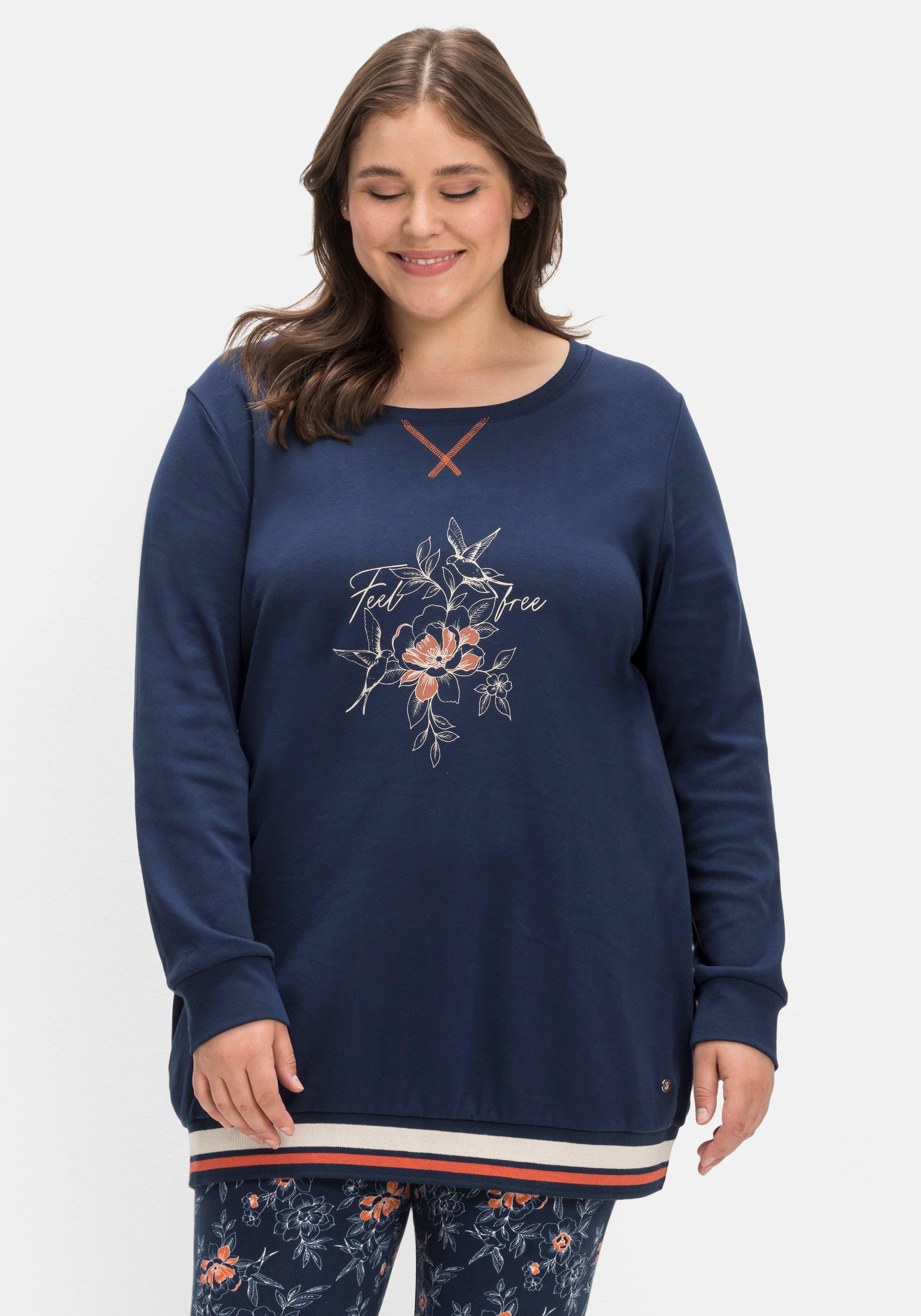 Relax-Sweatshirt in Longform mit floralem Druck