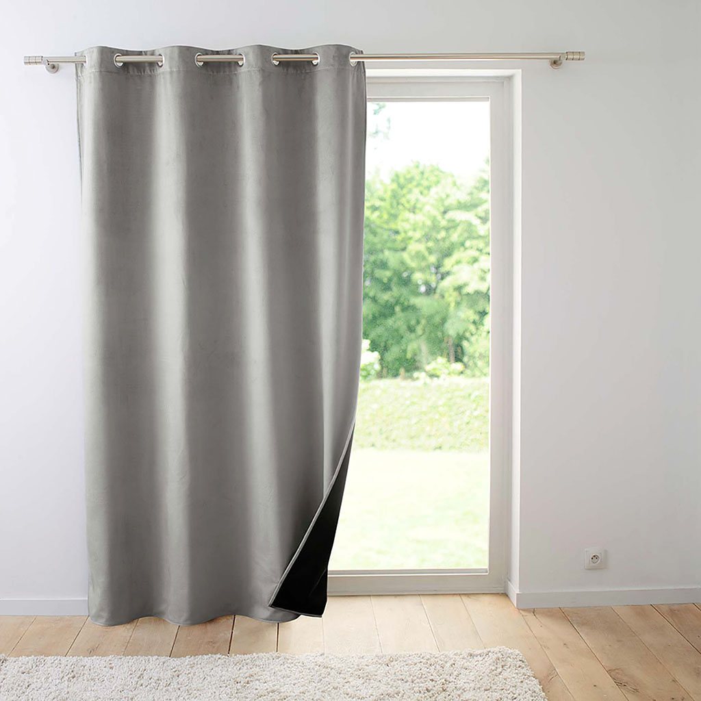 Rideau à œillets isolant POLARCHIC gris polyester 140x260cm