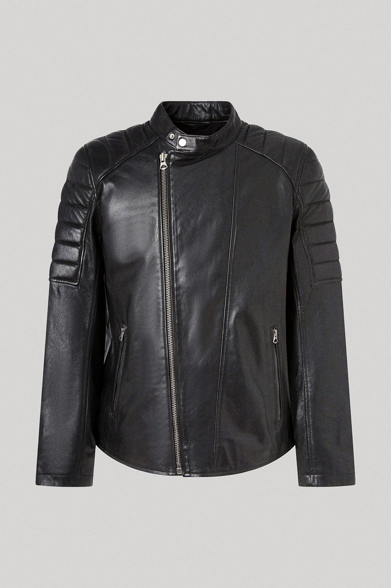 Jaqueta de couro de cordeiro estilo motociclista