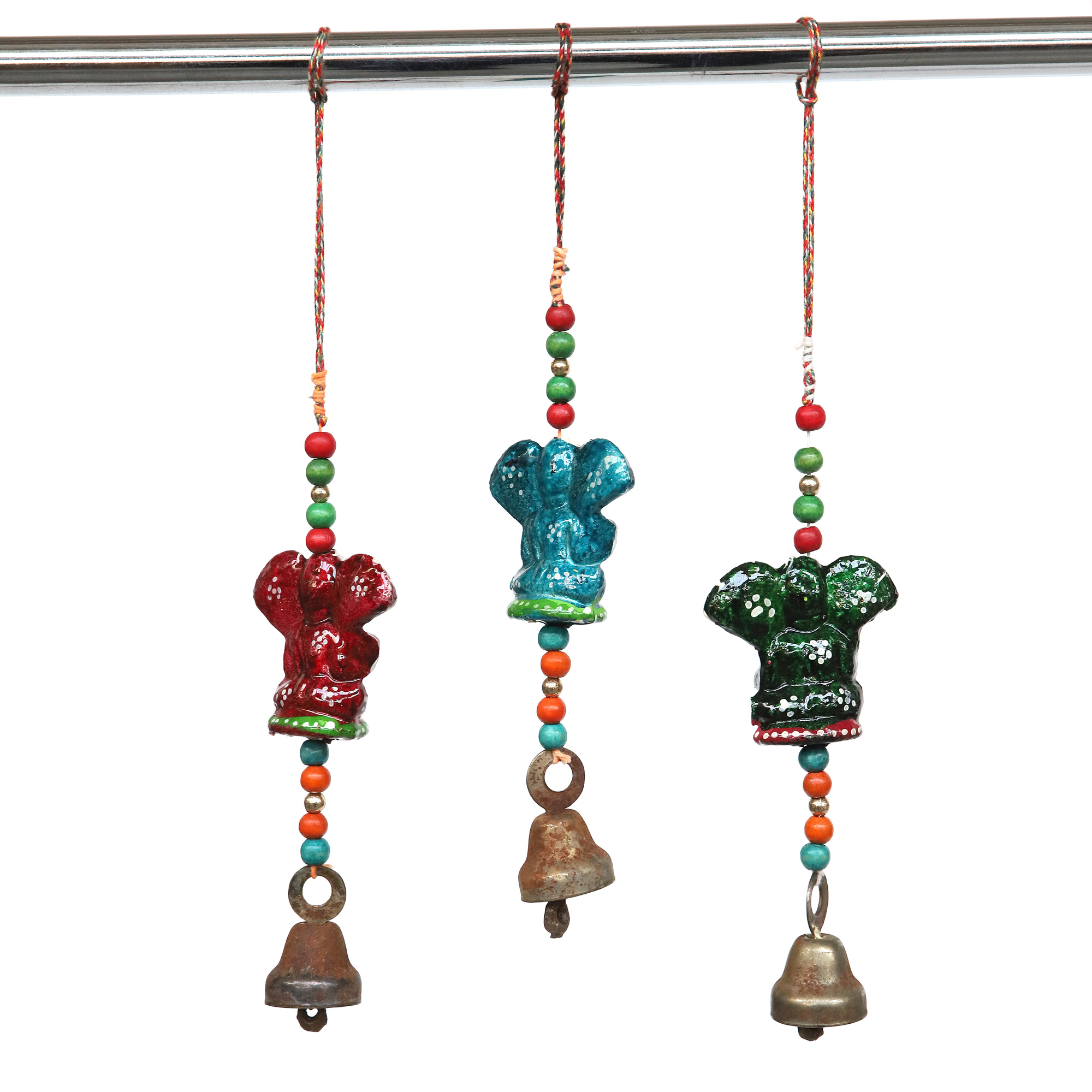 Anhänger 'Ganesh' rot mit Glocke, H 15 cm, B 5 cm von fischer's lagerhaus