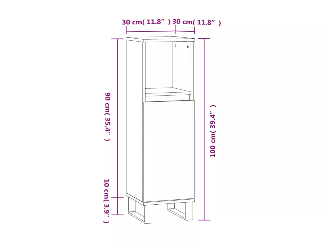 Armoire de bain chêne marron 30x30x100 cm bois d'ingénierie