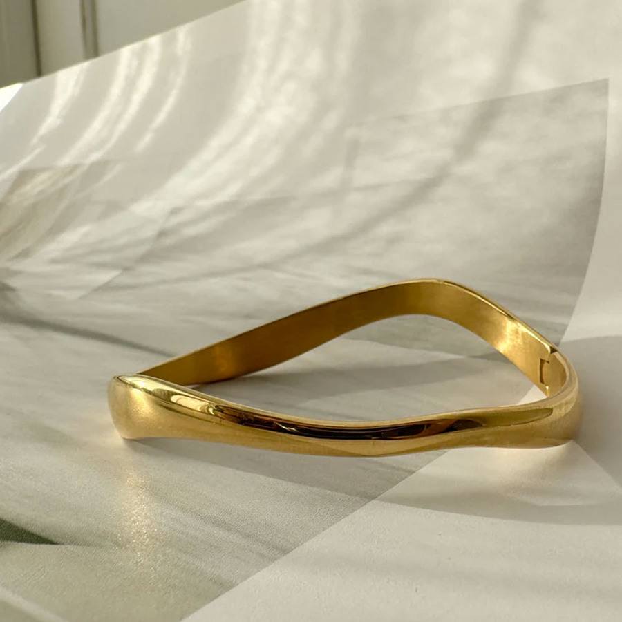 Sistie2ND Wavy Bracelet Gold Plated 17,5cm