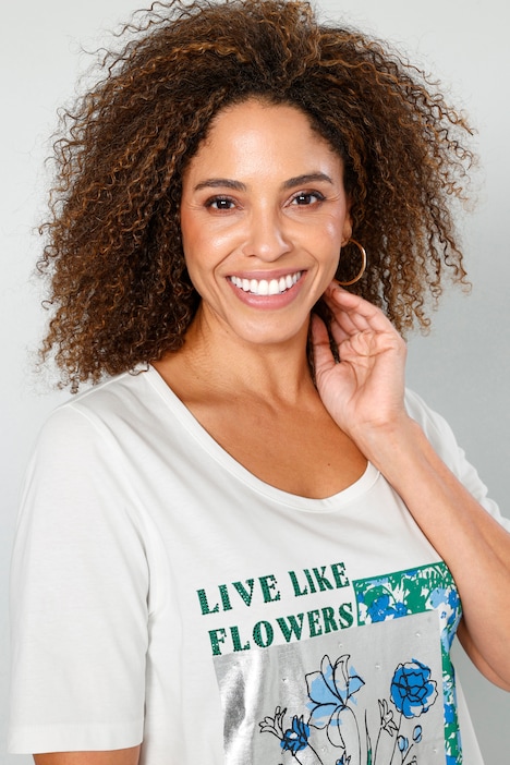 T-Shirt, Ziersteinchen, Rundhals