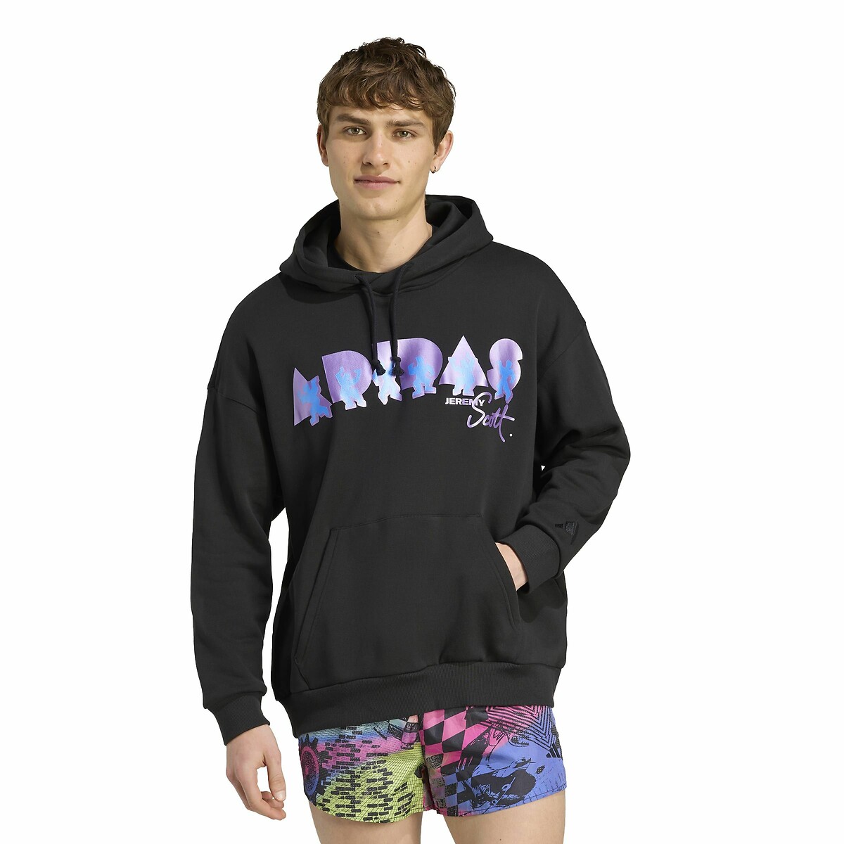 ADIDAS ROUPAS ESPORTIVAS<br>Moletom com capuz e logo estampado