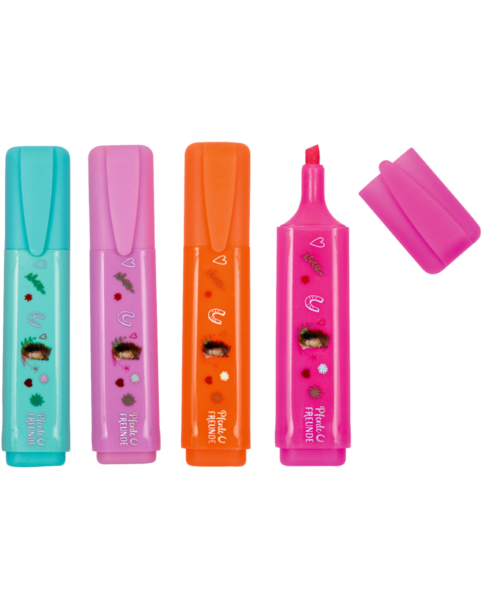 Glitzer-Neon-Marker PFERDEFREUNDE 4 Stück