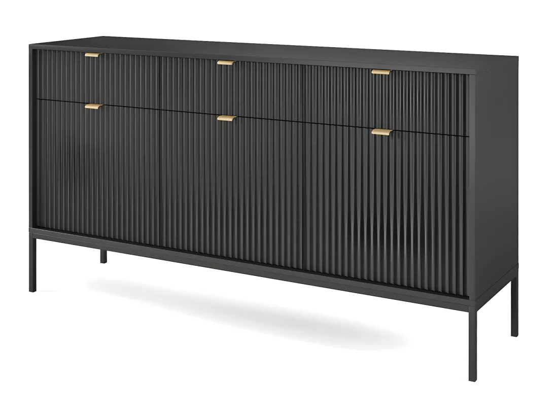 Ensemble buffet et meuble TV noir - Séjour contemporain LIOUBA