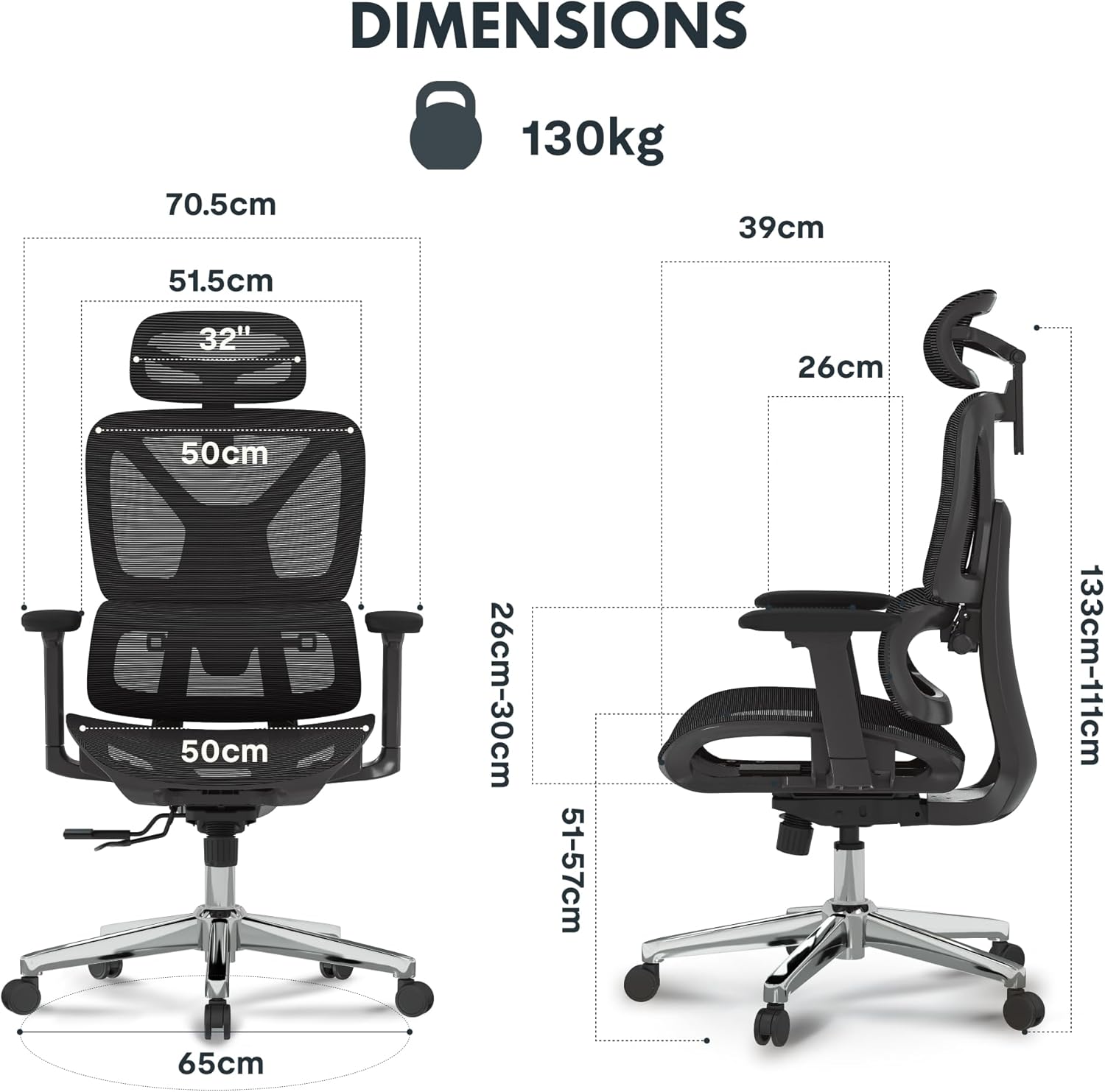 FLEXISPOT C7 LITE Ergonomischer Bürostuhl Schreibtischstuhl, 3D-Armlehnen, 3D-Kopfstütze, 5D-verstellbare Rückenlehne, Atmungsaktiver Sitz Belastbar bis 130 kg Arbeitsstuhl, Schwarz