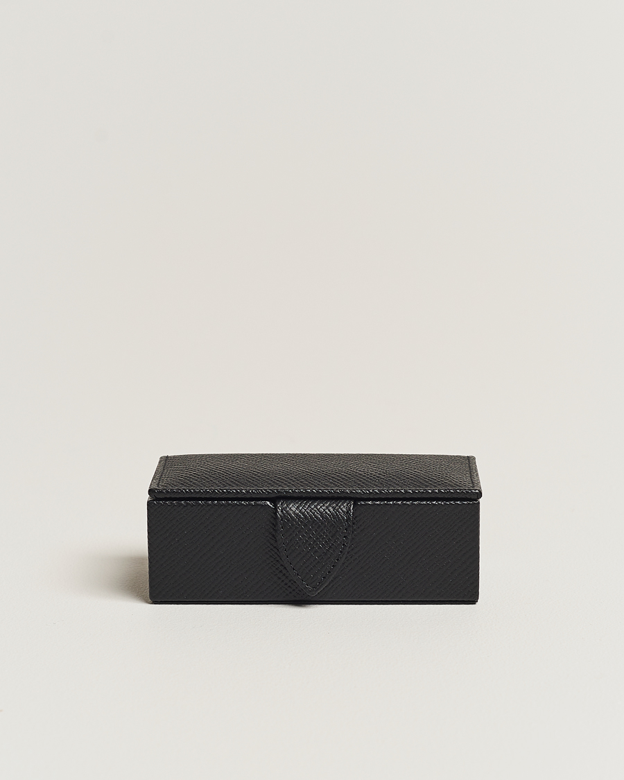 Smythson Panama Mini Cufflink Box Black