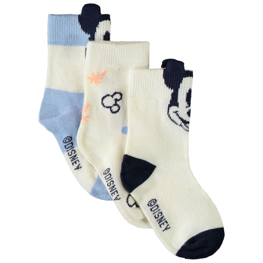 Lot de 3 paires de chaussettes Mickey Disney avec relief pour bébé garçon - Ecru