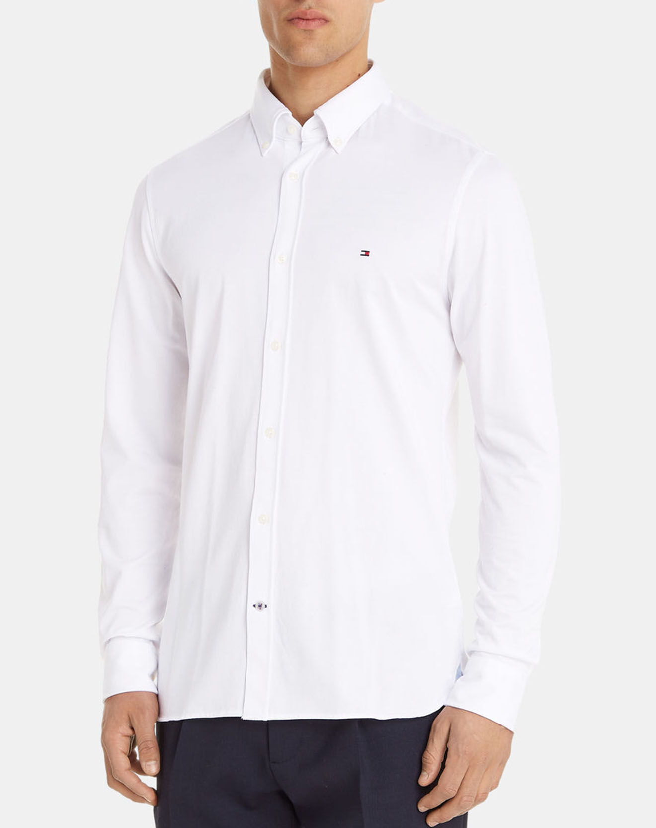 Tommy Hilfiger Chemise slim 1985 knit solid blanche