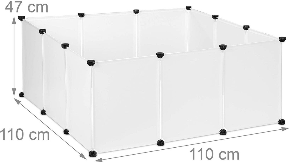 Enclos pour petits animaux plastique lapins 12 panneaux blanc