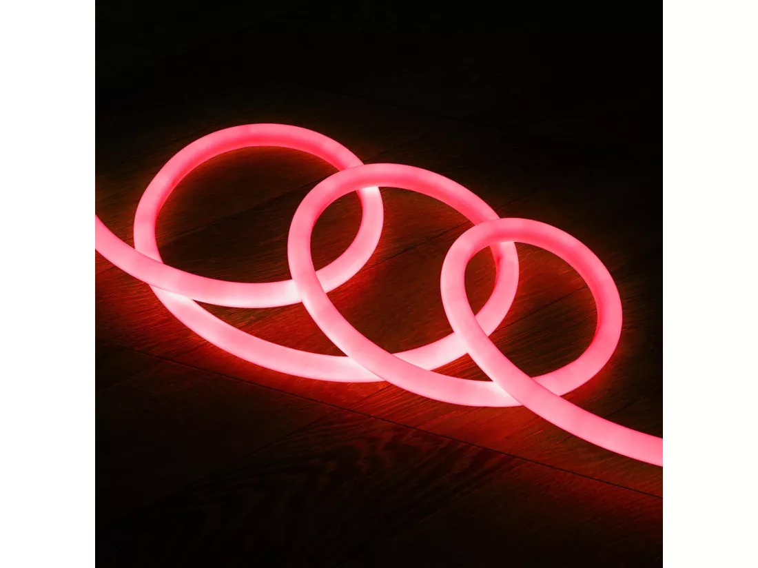 Néon LED Flexible 360º Rond Dimmable 120LED/m 220V AC Rouge IP67 sur Mesure Coupe tous les 100cm 50 m