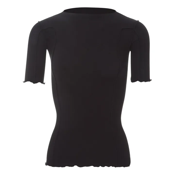 Baserange T-shirt Côtelé Omato Coton Bio | Noir