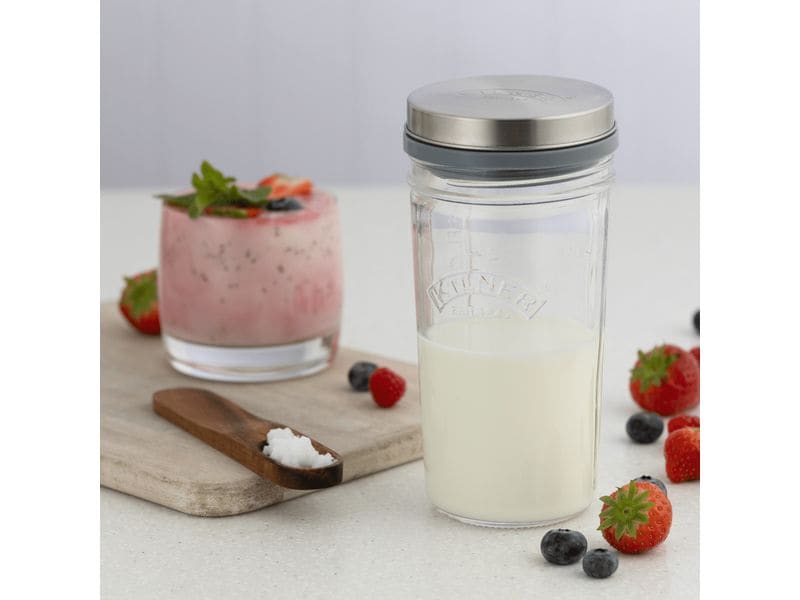 Kilner Kefir Fermenter Set 500 ml, 1 Stück Set zum Fermentieren inklusive Silikondeckel und Luftschloss