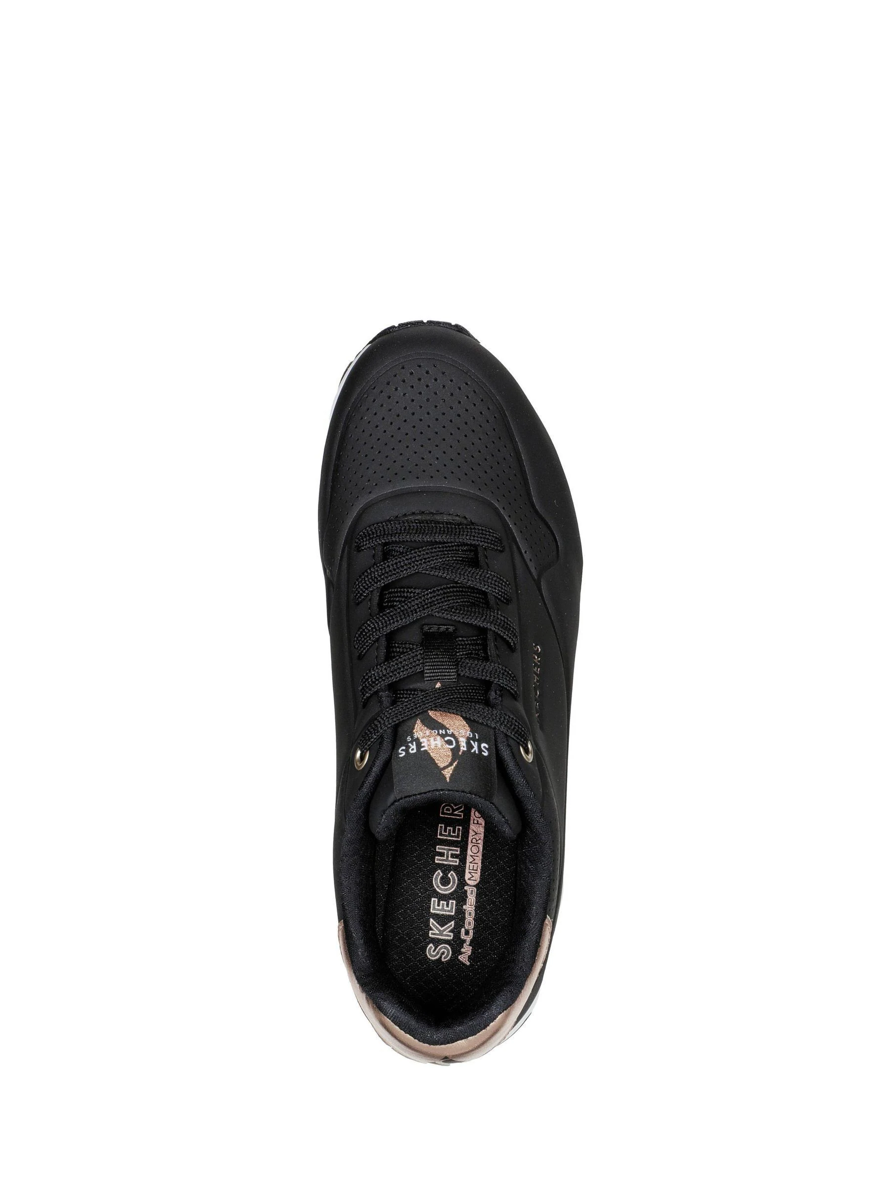 Donkerzwart - Skechers goudkleurige damessneakers met standaard pasvorm Uno