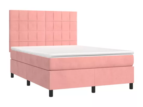 Sommier tapissier avec matelas et LED Rose 140x200 cm Velours