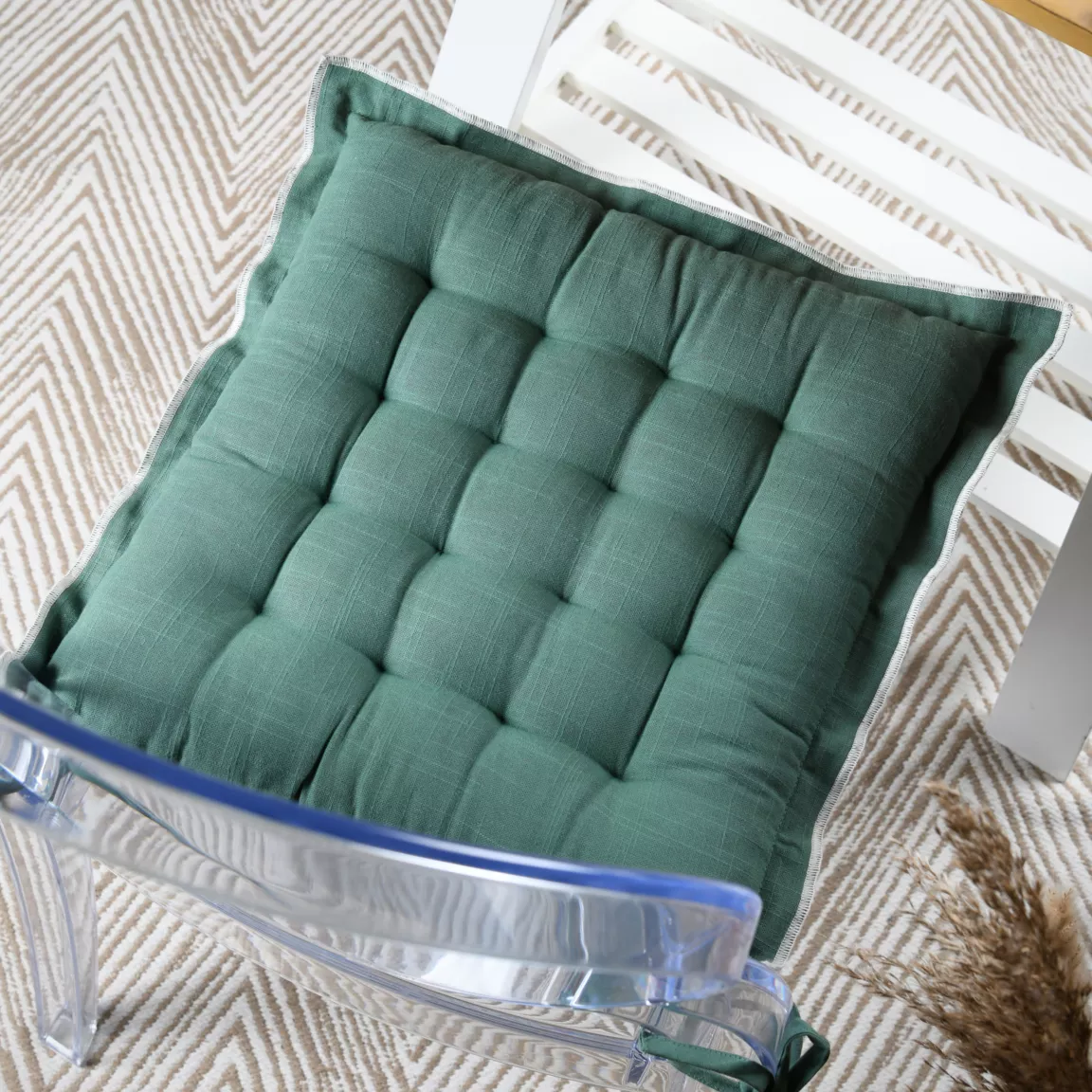 Coussin de chaise carré coton (38 x 38 cm) Helios Vert