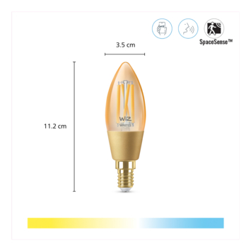 WiZ Connected LED kaars E14 25W filament gold koel tot warmwit licht dimbaar