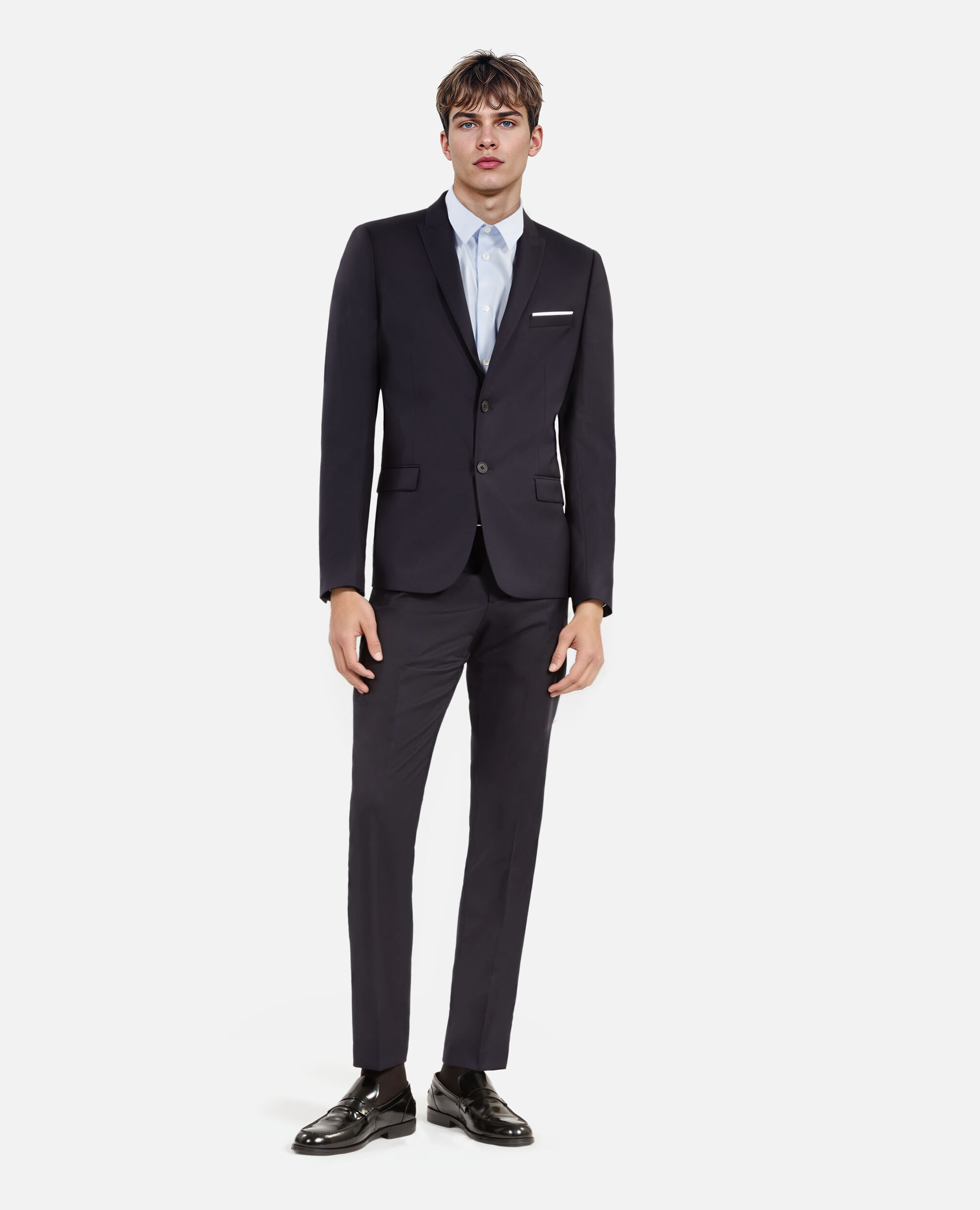 Veste de costume coupe ajustée en laine marine