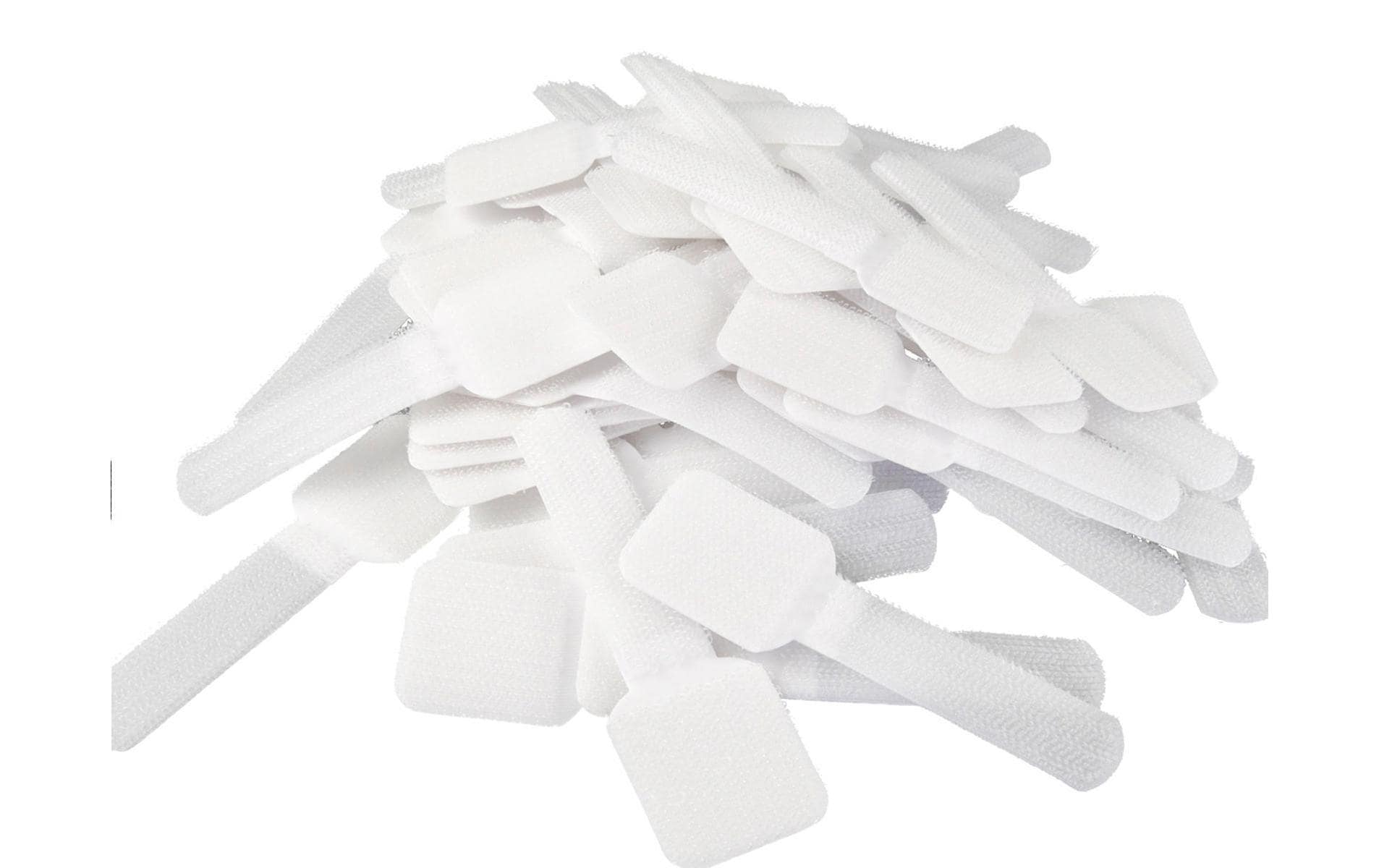 Klettkabelhalter WALL STRAPS 3 x 9 cm Weiss, 50 StückOrdnung statt Kabelsalat: Kabelhalter selbstklebend mit Klettverschluss