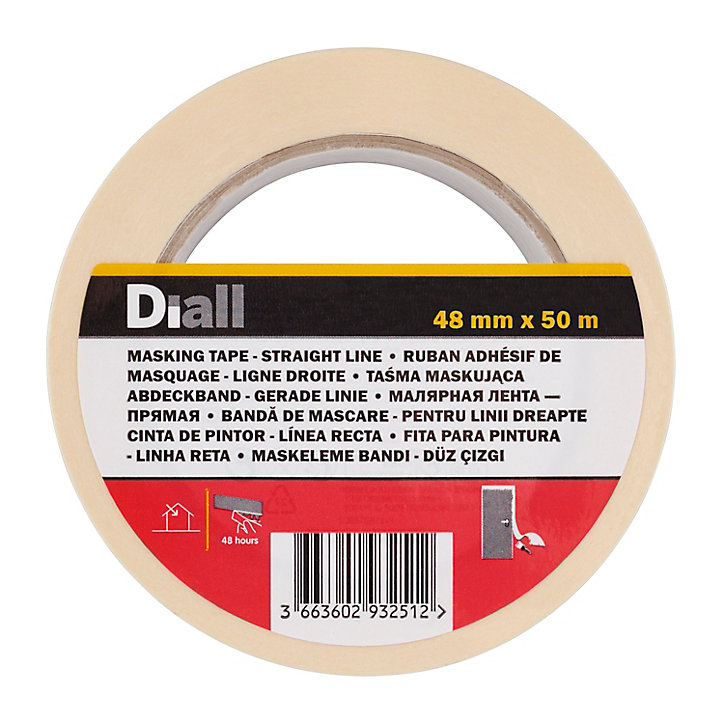 Ruban de masquage lignes droites Diall 50 m x 48 mm - 1 rouleau