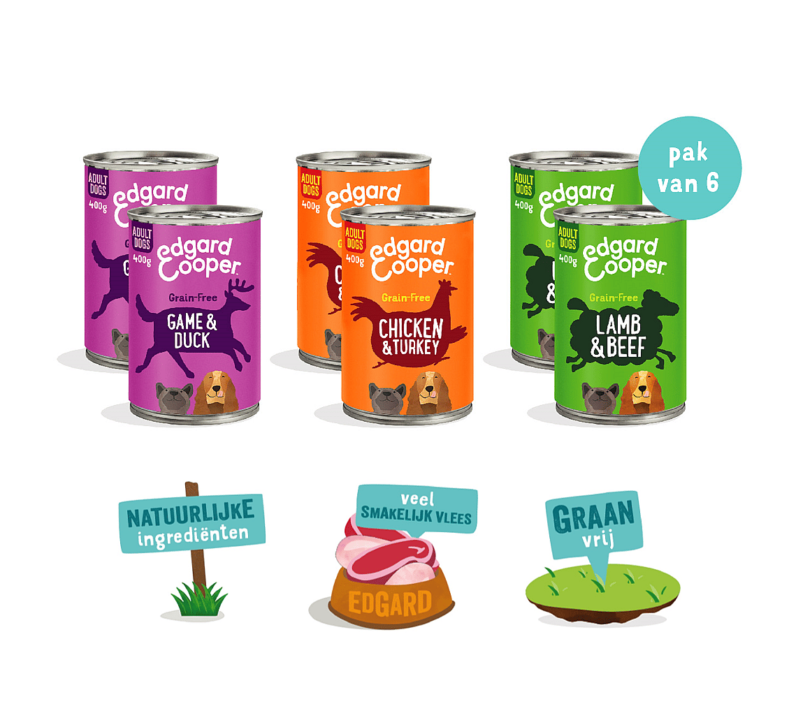 Edgard & Cooper Multipack Kip, Wild, Lam Hond Adult 6 x 400 gram | 11679
