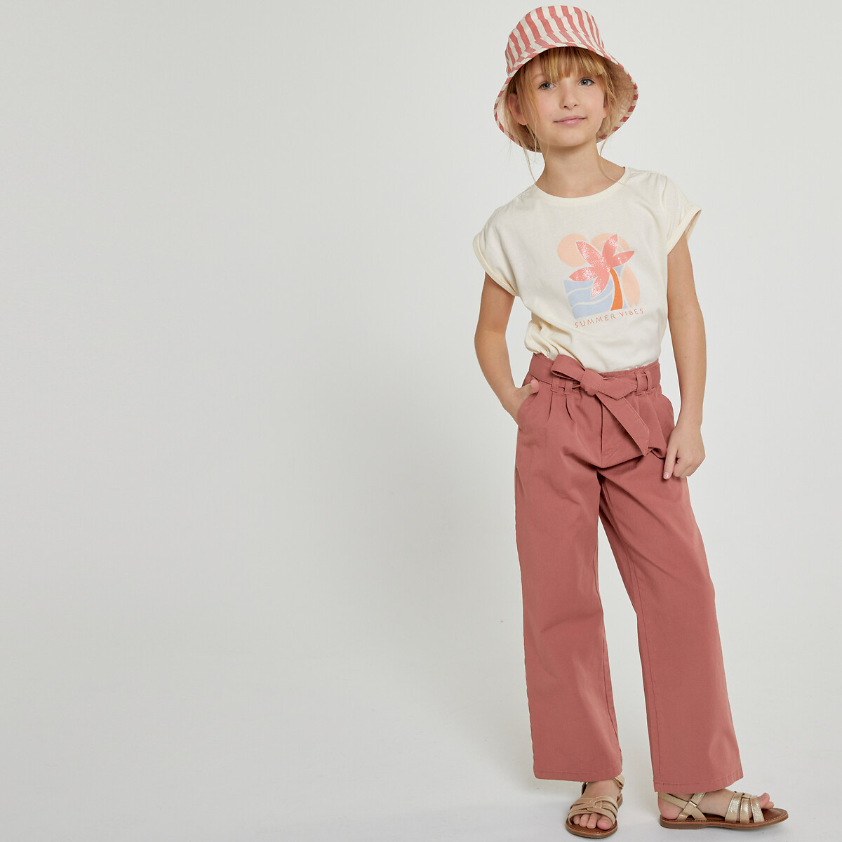 COLEÇÕES LA REDOUTE<br>Chapéu bucket listrado de algodão