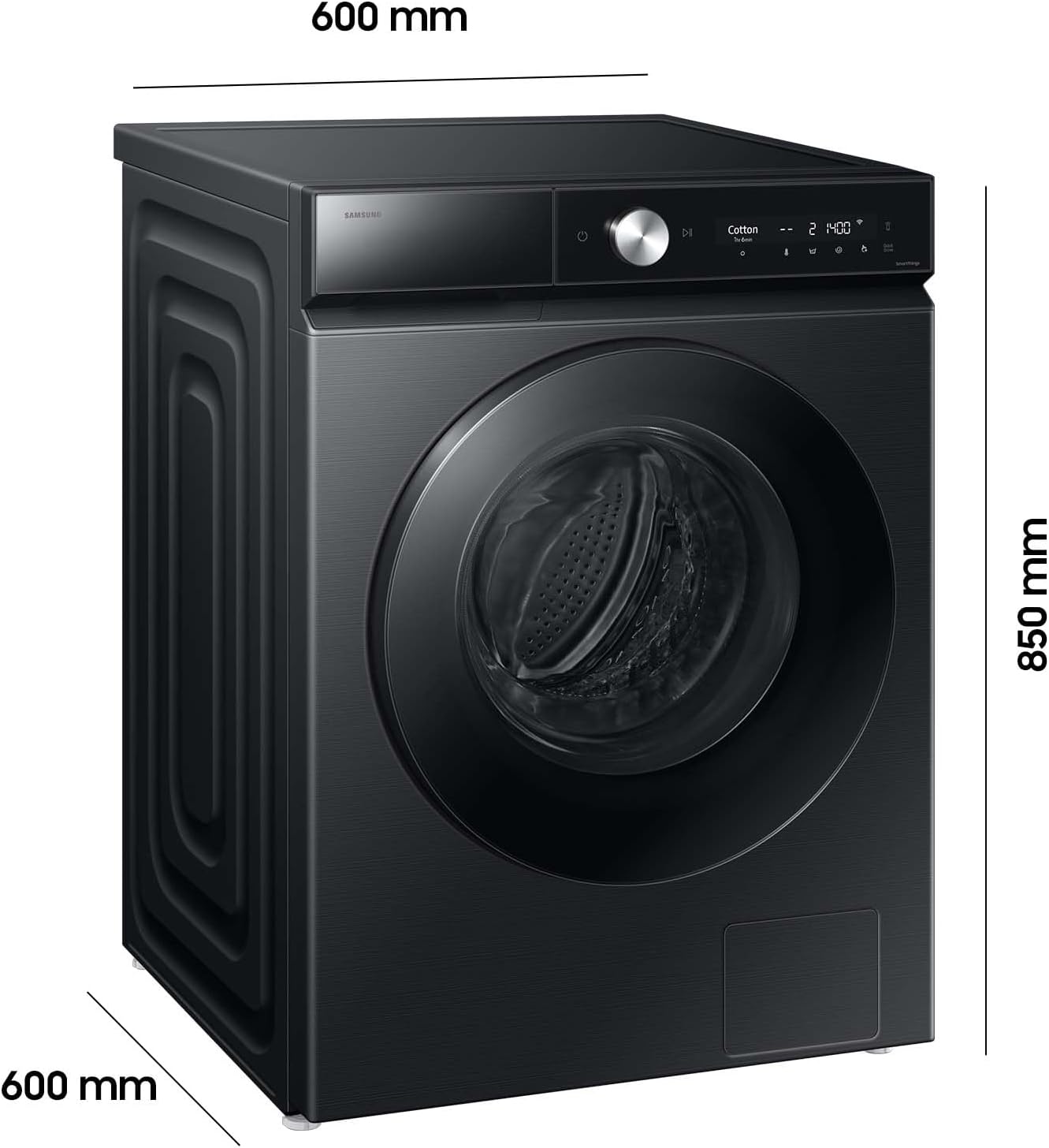 Samsung WD90DB8B85GBU2 Bespoke AI Waschtrockner, 9+6 kg, EEK: D/A (-10%), Waschmaschine und Trockner in einem, QuickDrive, AI Ecobubble, AI Wash, SuperSpeed 39 Min. Waschprogramm, Schwarz