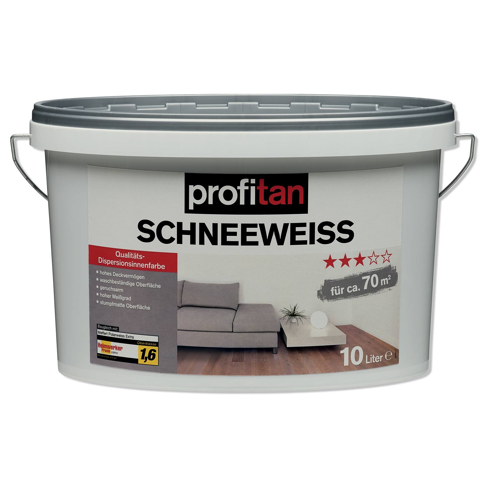 profitanSchneeweiß Wand- und Deckenfarbe - 10 Liter