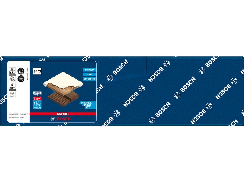 Bosch Professional Unischleifblock Expert S473, 98 x 120 x Expertenstandardblock für eine lange Lebensdauer beim Schleifen von Holz und Farbe