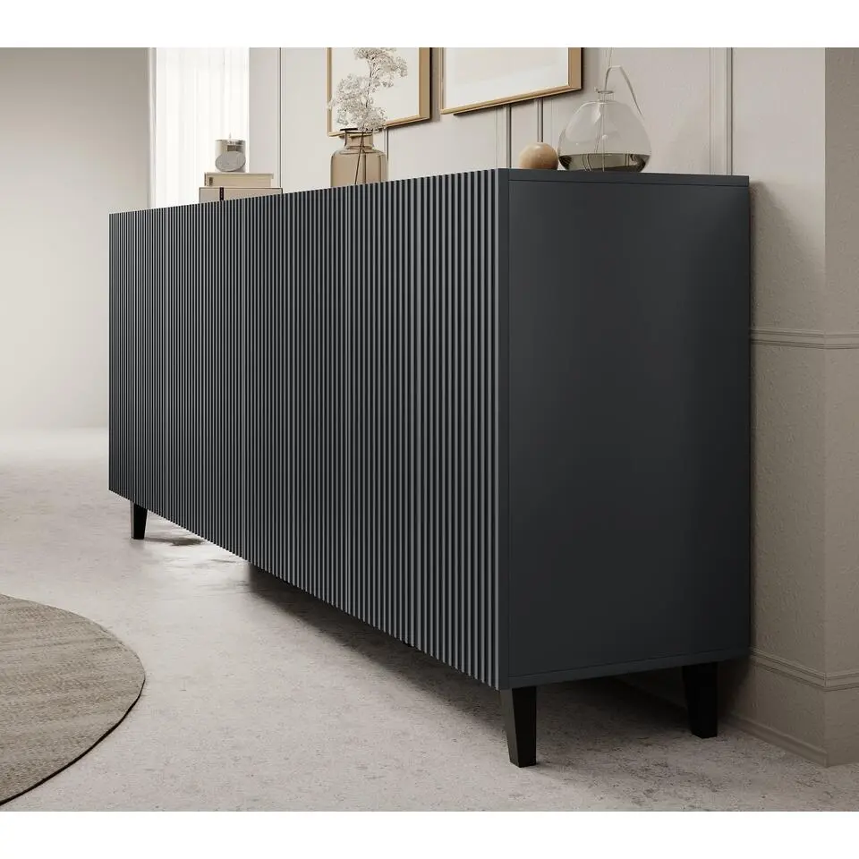 Meubella - Dressoir Vintar - Antraciet - 200 cm