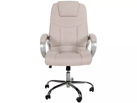 Chaise de bureau - Tissu & Métal chromé - Crème - XL Apoll