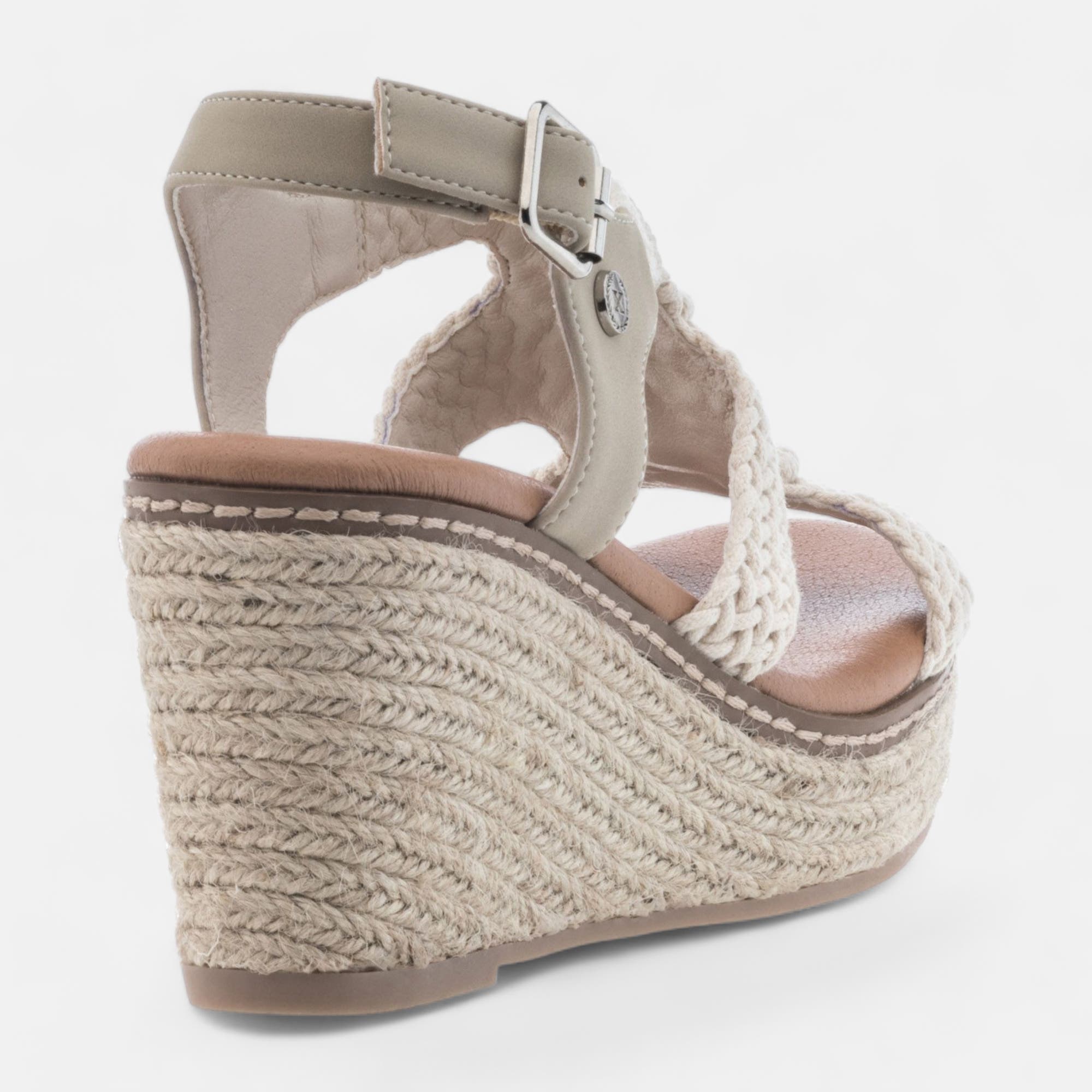 Espadrilles à talon compensé Femme beige