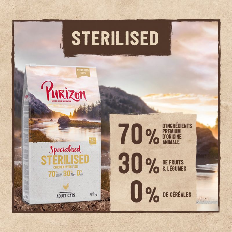 Purizon Adult Sterilised, poulet & poisson - sans céréales