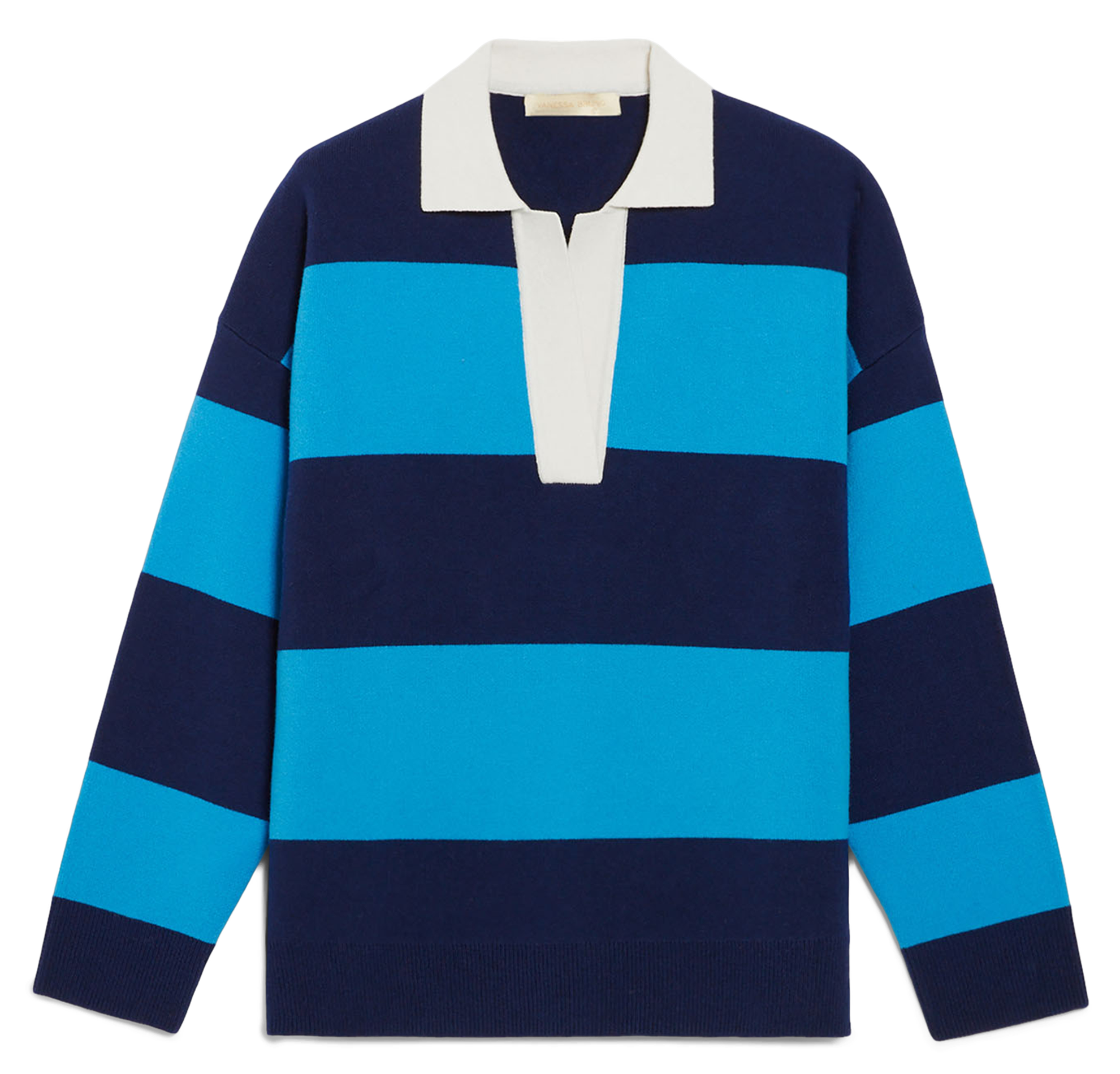 DOLLY - Pull col polo oversize en laine | Bleu