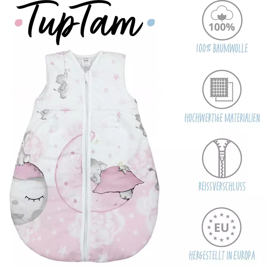 TupTam Baby Ganzjahres Schlafsack Ärmellos Wattiert hellrosa
