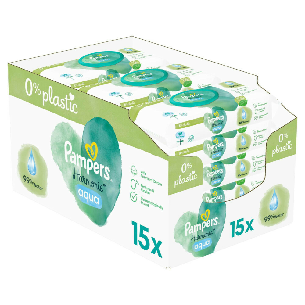 Pampers Harmonie Luiers Maat 1 en Harmonie Aqua Billendoekjes 720 stuks Pakket