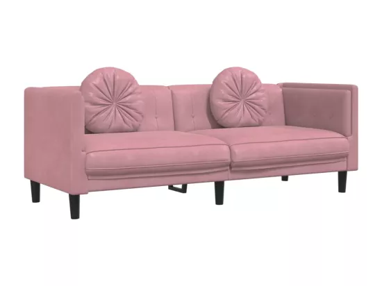 Ensemble de canapés 2 pcs avec coussins rose velours