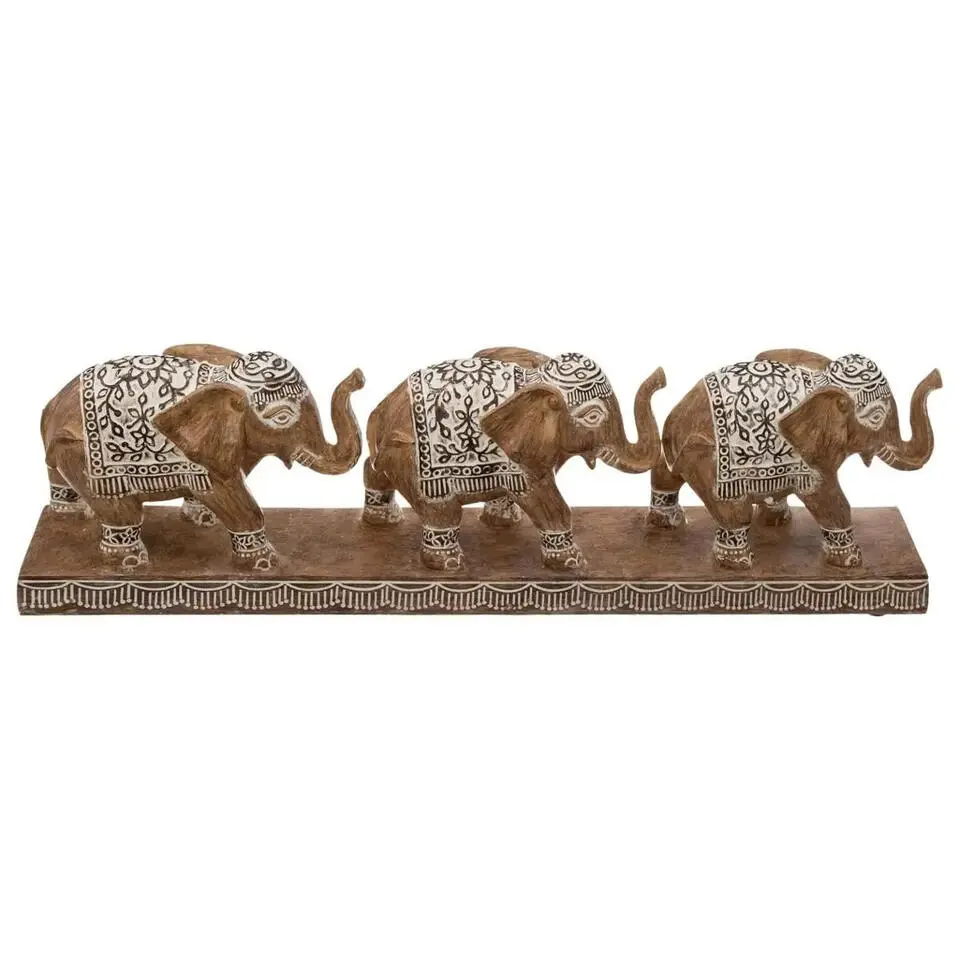 Atmosphera Olifantjes dierenbeeldje - bruin - 46 x 7,5 x 13 cm