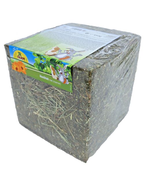 Jr Farm Hooiblok Met Bloemen - Ruwvoer - 20 x 20 x 20 cm 450 g