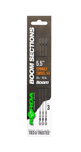 Bas de ligne Korda Booms avec émerillon spinner XX (3 pièces)